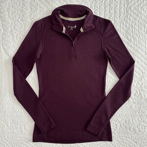 Smartwool Burgundy 100% Merino Wool Quarter Zip Base Layer Top Women’s Medium